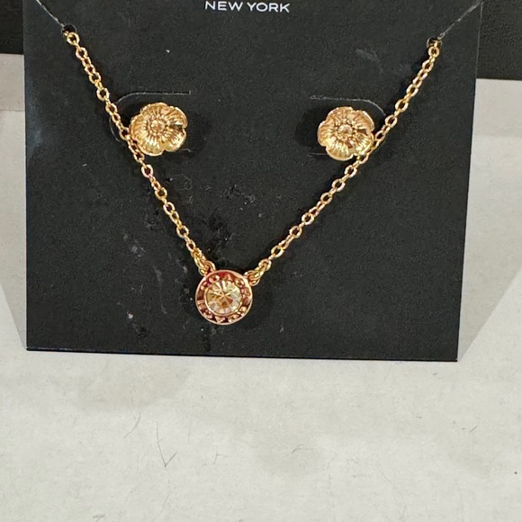Coach Rose Gold Jewelry Set – Necklace & Earrings. BRAND NEW - Picture 2 of 5